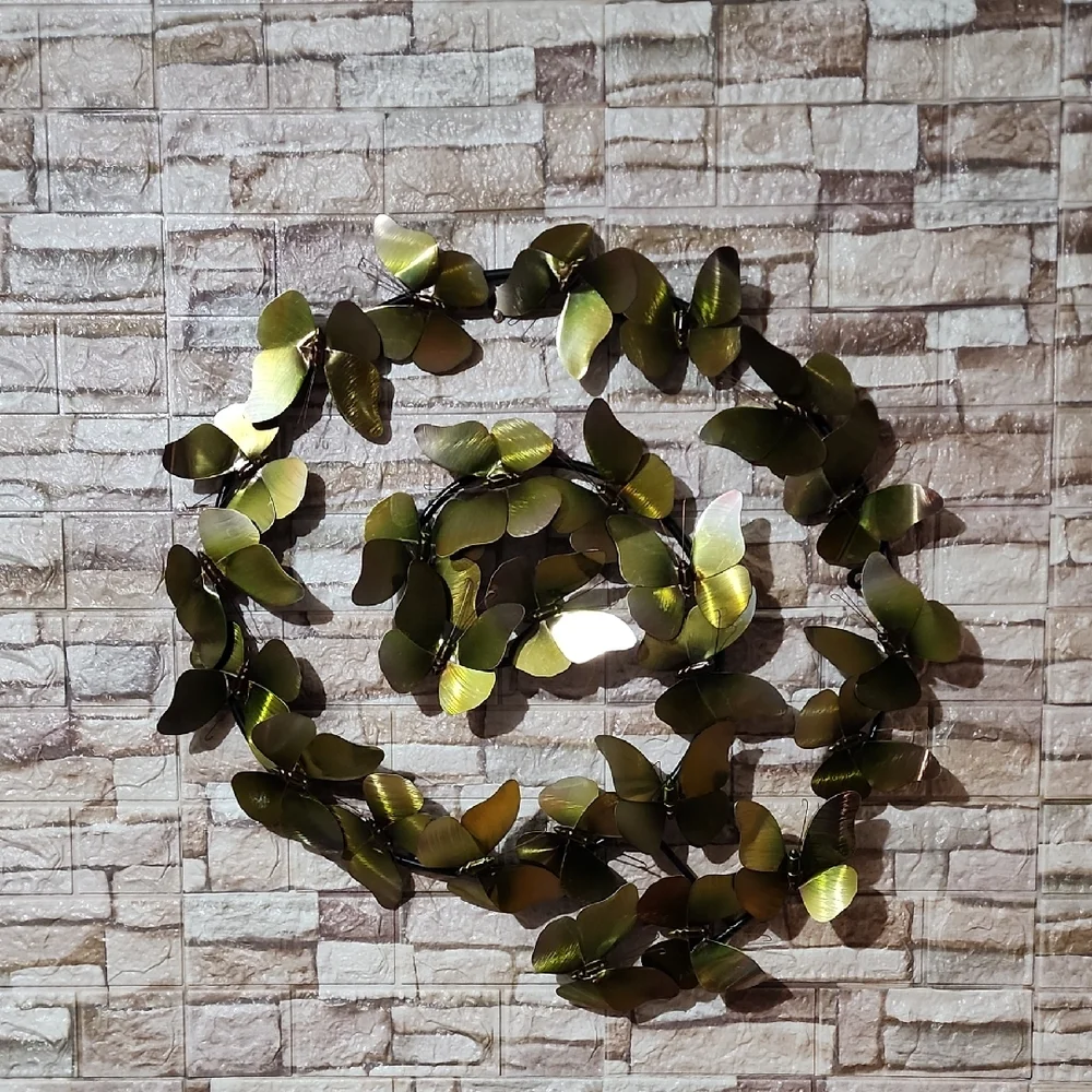 Vintage Gold / Dark Green / Brow Metal Butterfly Wall Decor,